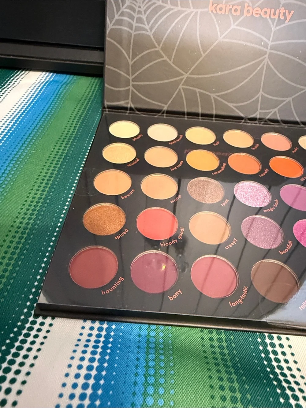 Kara Beauty Black Eyeshadow Palette – Coral Logo Accent